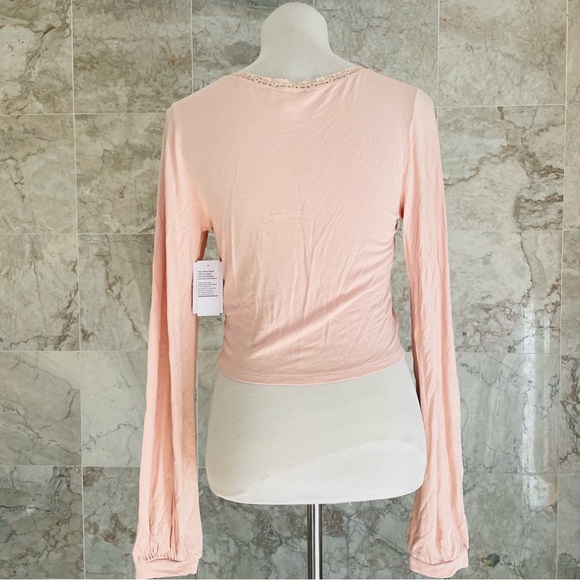 BP. Pink Smoke Faux Wrap Front Crop Top - Picture 5 of 8